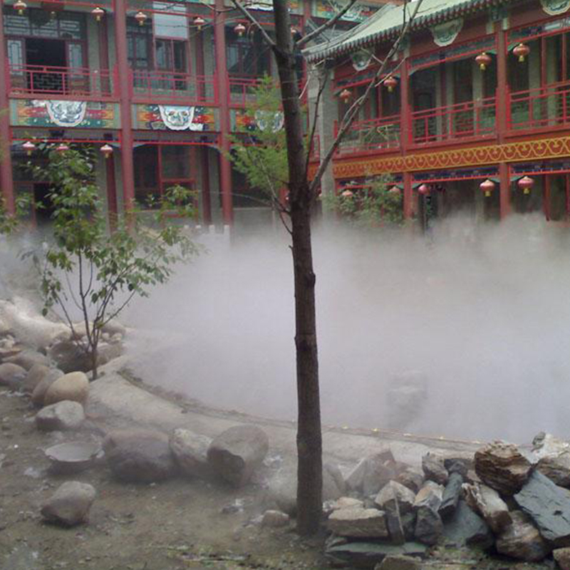 水雾瀑布 寺庙观音庙 室外户外冷雾雾化工程 建筑物烟雾围绕喷雾